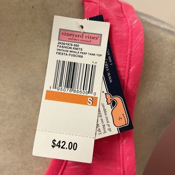Vineyard Vines vintage whale hot pink tank top Size S New - Picture 4 of 8